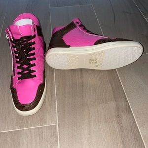 New with box Aldo pink and brown sneakers with crystals trainers mens 9 women 10
